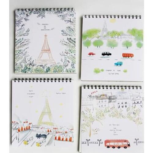 XRHYY 50 Sheets Artist Painter Drawing A4 Tower Car Pattern Sketch Pad Book Spiral Bound Coil Sketch Pad Book Pencil Sketchbook
