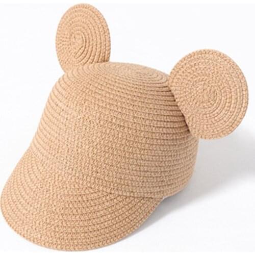 MAERSHEI Cute Child Girls Straw hat Bowknot Sun Hat Kids Large Brim Beach Summer Boater Beach Ribbon Round Flat Top fedora hat
