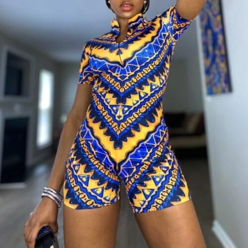 Women Paisley Zipper Up with Sashes Bodycon Playsuit Active Fashion Elastic Romper Basic Yoga Overall Outfits