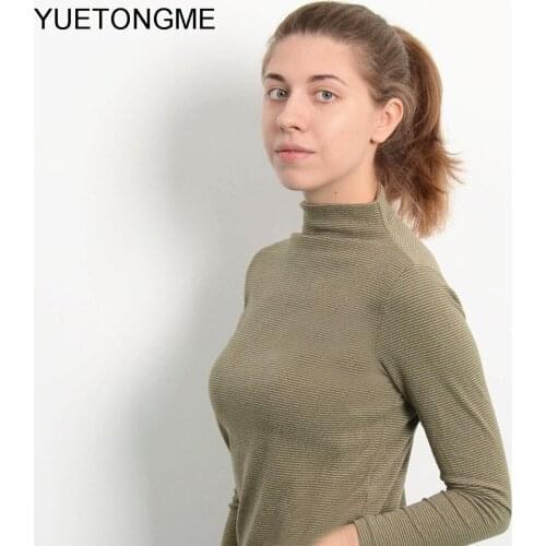 2020 winter thermal simulated sweaters Women Pullovers mock neck Autumn Basic lady Sweater striped Soft Slim female tops