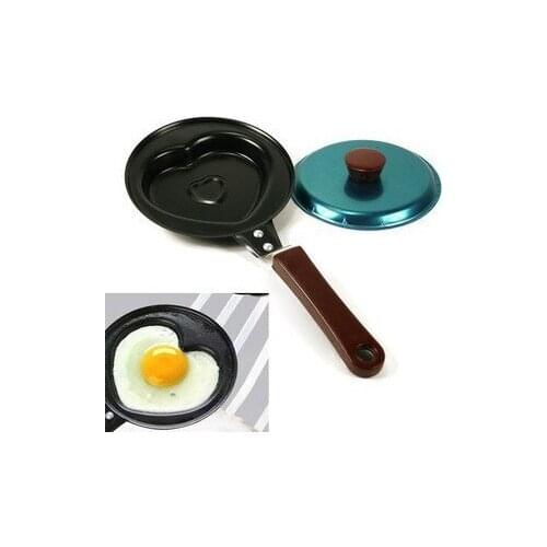 0 2PCS/SET Heart Frypan Cook up some Love non-stick mini fry pan egg mould with cover