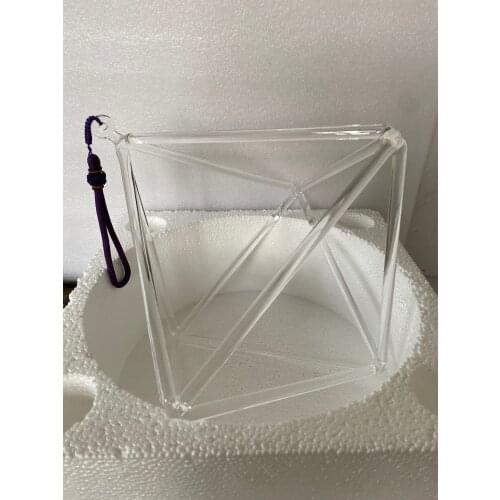 10“ Octaedre geometry crystal singing pyramid clear with color string, 1pc crystal mallet