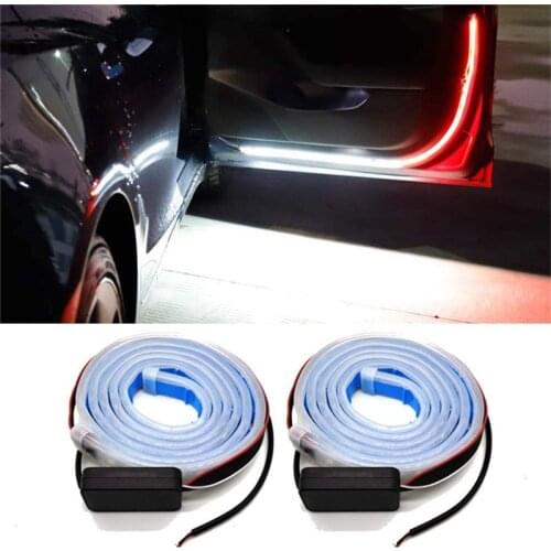 2pcs 12V Decorative Light Car Door Warning Lamp Auto Door LED Strip Light Universal Door Open Lights Strobe Safety Ambient Lamps