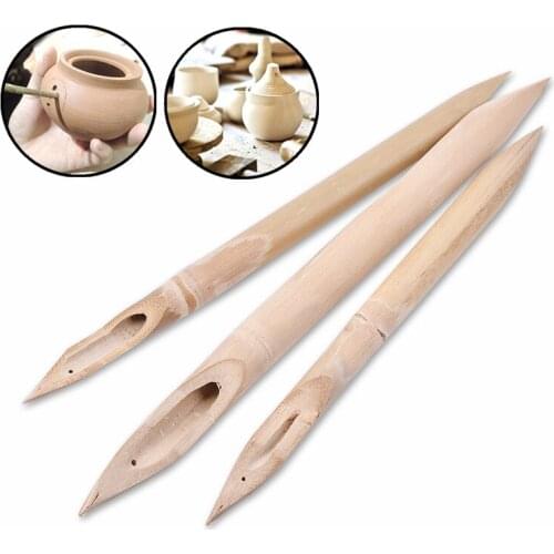 3PCs Creative Bamboo Puncher DIY Pottery Ceramics Clay Sculpture Carving Tool Hole Punch Art Crafts Pottery Ceramics Tools