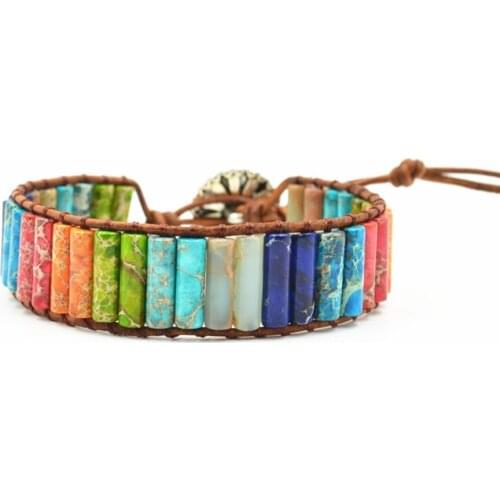 7Color Chakra Bracelets Women Men Multicolor Natural Stone Tube Beads Wrap Bracelet Yoga Friendship Reiki Prayer Healing Balance
