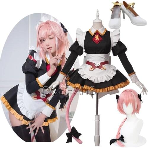 Anime Fate/Grand Order Fate Apocrypha Rider Astolfo Cosplay JK School Uniform Sailor Suit Women Fancy Outfit Halloween Wig shoes