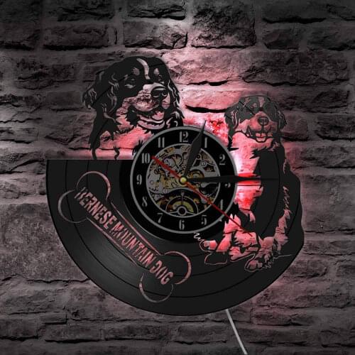 Berner Sennenhund Dog Breed Decor Vintage Vinyl Record Wall Art Clock Watch Bernese Mountain Dogs Wall Clock Gift For Dog Lover