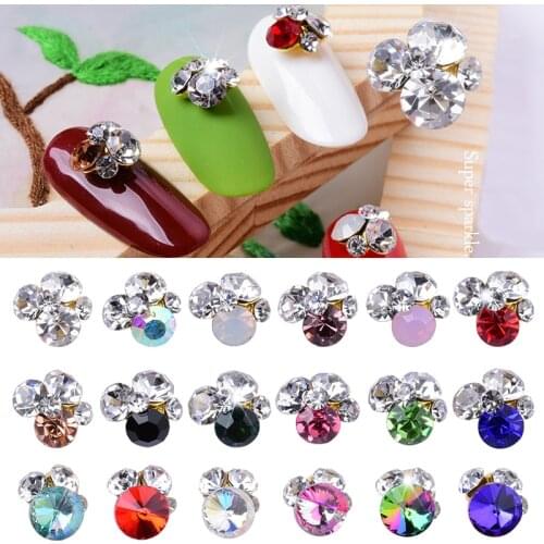 10pcs Shiny Crystal AB Nail Art Rhinestones 3d Alloy Nail Diamond Jewelry Glass Strass Gems Charm DIY UV Manicure Decorations