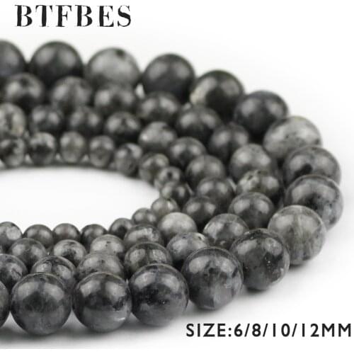 BTFBES Natural Black Labradorite Stone Black Glitter Beads 6 8 10 12mm Round Shimmer Loose Beads For Jewelry Making DIY Bracelet