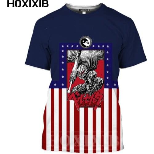 HOXIXIB 3D Print Kentaro Miura Comics Berserk T Shirt Women Short Sleeve Men Tshirt Unisex Black Warrior Guts Revenge Anime Tees