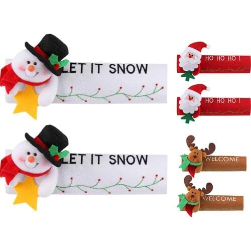 Hot Christmas Fridge Handle Covers Santa Claus Microwave Oven Dishwasher Door Handle Cover Xmas Christmas Party Decor