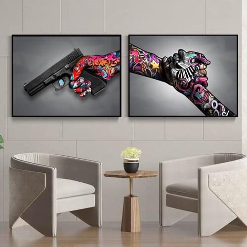 Graffiti Art Banksy Hands To Hands Canvas Painting Cuadros Posters and Prints Wall Art for Living Room Home Decor