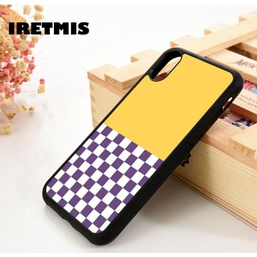 Iretmis 5 5S SE 6 6S TPU Silicone Rubber Phone Case Cover for iPhone 7 8 Plus X Xs 11 12 MINI Pro Max XR Yellow And Checkers