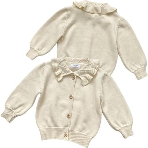 Baby Girls Cardigan Autumn Cotton Sweater Top Baby Children Clothing Ruffle Girls Knitted Cardigan Sweater Kid Spring Clothes