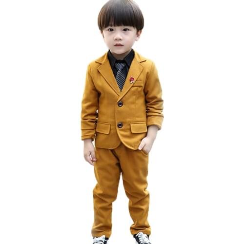 Boys Suit for Weddings Prom Party Flower Boys Tuxedo Kids Formal Blazer Jacket Shirt Pants 3Pcs Children Performance Costume