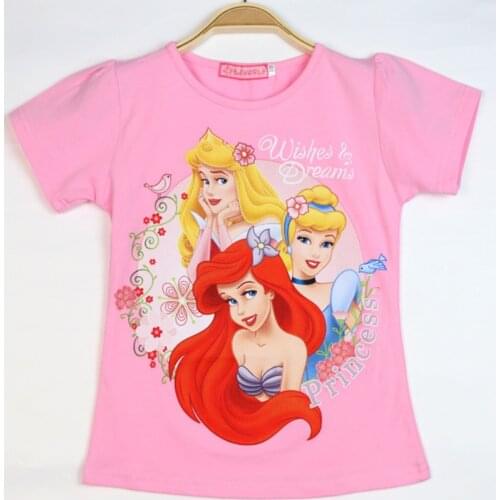 Summer Snow White Elsa Anna T-Shirt 2021 Popular Cotton Short Sleeve T-shirt Print Childrens Cartoon Kids Girl Childs Clothes