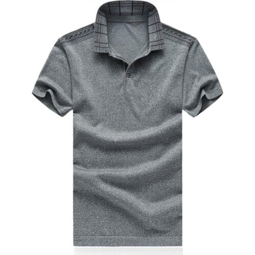 Mens Shirt Middle-aged Man Summer Clothes Short Sleeve Camisa Gola Polo Silk Cotton Solid Tops Plus Size 4XL 5XL 6XL 8720