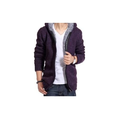 Shanghai Story Warm Thick Velvet Cashmere Men Winter Cardigan zipper Tops Man Casual Hoodie Sweatshirt Knitwear Big size 5 color