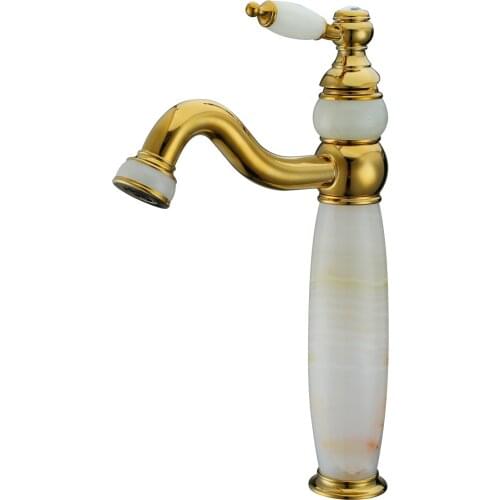 JADE STONE Brass ORB/GOLD /ROSE GOLD bathroom wash basin vessel sink faucet mixer tall tap single handle /hole luxury