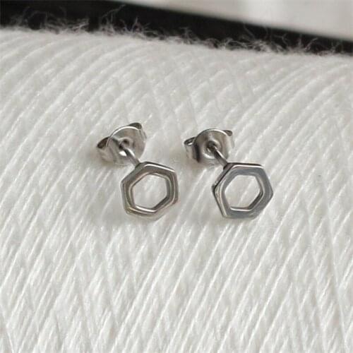 316 L Stainless Steel Titanium Stud Earrings Brief Style Geometric Hollow Out IP Plating No Fade allergy Free
