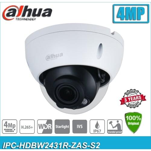 Original Dahua IPC-HDBW2431R-ZAS-S2 4MP Motorized Vari-focal WDR IR Dome CCTV Network IP Camera HDBW2431R-ZAS-S2