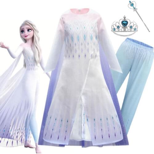 Elsa 2 Dress New Snow Queen pink Dress For Girls Birthday Dress Up Elsa Costume Anna Princess Dress Halloween Cosplay Vestidos