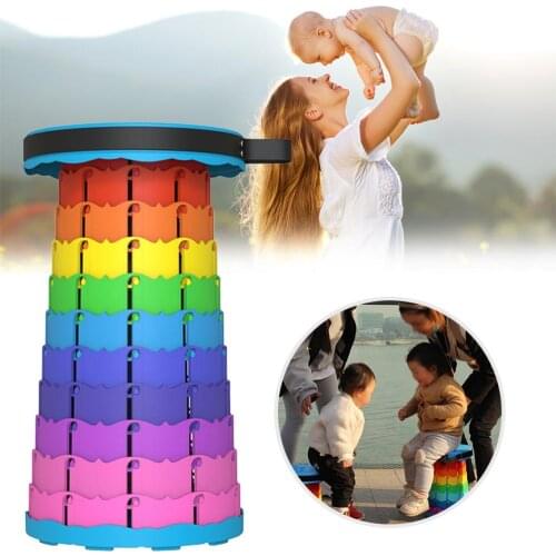 Adjustable Fishing Chair Telescopic Camping Stool Plastic Rainbow Chair Folding Stool Lightweight Hiking Beach Bathroom stool