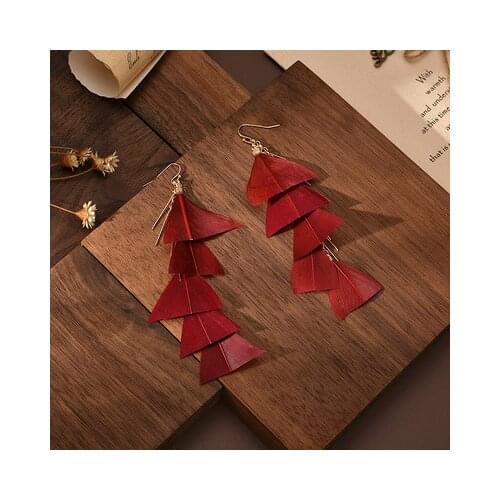 Bohemian Tassel Earrings for Women Dangle Long Earrings Feather Boho Drop Earrings Seed Beads Vintage Jewelry Brincos