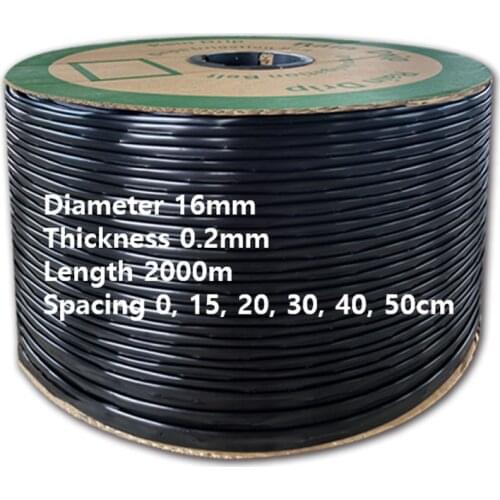 16mm Diameter 0.2mm Thickness 2000m Length Dripping Hose / Tape Irrigation Material Pipe Soft Hose Drip