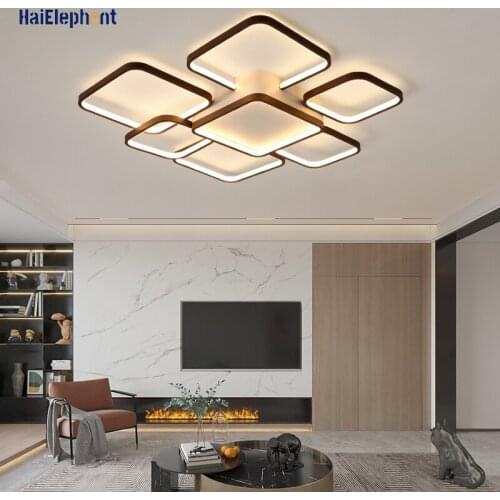 Modern Square Design LED Chandelier Lights For Living Room Bedroom Study Indoor Dimmable Lamps Home Deco Lighting Fixture Lustre