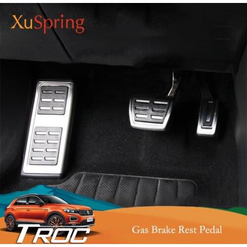 Car Styling Refit Accelerator Oil Gas footrest Pedal Plate Clutch Throttle Brake Treadle Accessories For VW T-Roc 2017 2018 2019