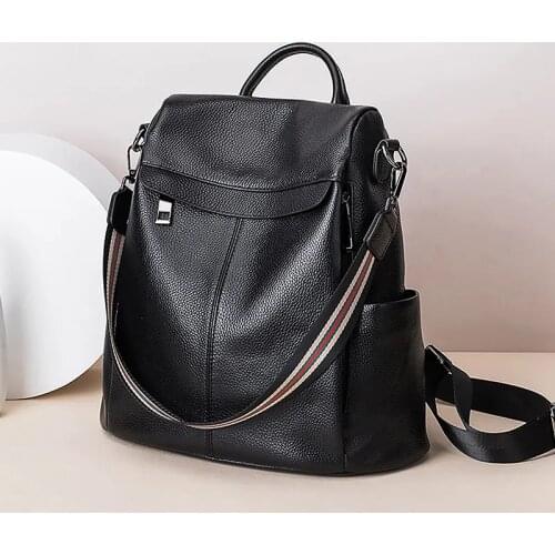 Campus style genuine leather bachelor Backpack