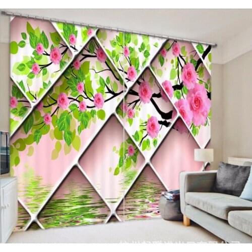 Wedding Bedroom 3D Window Curtain Luxury living room decorate Stereoscopic flower print Cortina Drapes Rideaux pillowcase