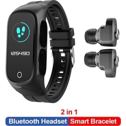 Smart Watch 2 In1 Multifunctional Wireless TWS Bluetooth Earphone Bracelet Fitness Tracker Wristband Headset For Men Women N8