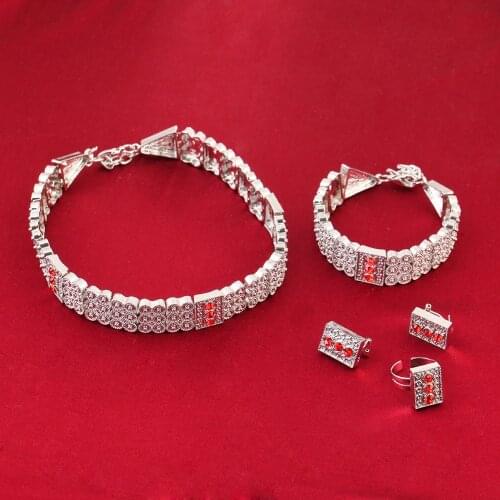 Bright Silver Ethiopian Jewelry Set Chokers Necklace Bracele Earrings Ring Silver Plated Habesha Eritrea Jewellery