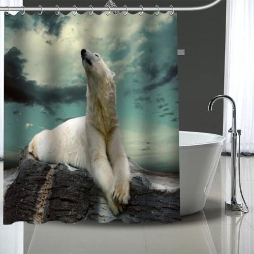 Waterproof Shower Curtain Can Be Customized Polar_Bear Bathroom Shower Bath Supplies Polyester Shower Curtain With Hooks