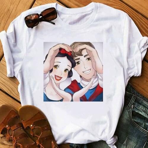 Snow White Disney T Shirt Women Princess and Prince Love Printed Ropa Aesthetic Female T-Shirt Urbano Streetwear Free Shipping