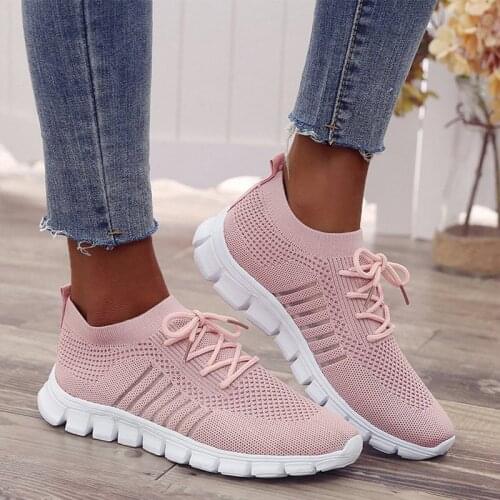 Sports Shoes Lace-up Womens Mesh Breathable Comfortable Walking Shoes Casual Shoes 2021 Spring And Summer New