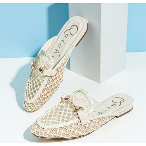 Quicheshoes 2021 NEW Flats Brand Slippers Summer Women Mules Shoes Outdoor Fashion Closed Womens Shoes