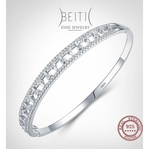 Beitil Clear Zircon Elegant 925 Sterling Silver Bracelets For Women Girl Dazzling Statement Hypoallergenic Jewelry