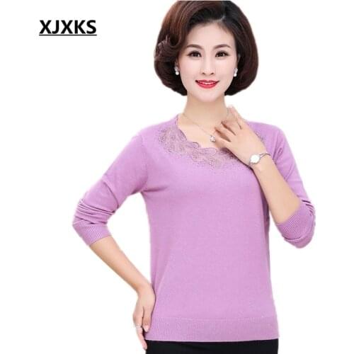 XJXKS Autumn Sweater Women Knitted Solid Pull Femme Hiver Long Sleeve Soft Casual Sueter Mujer Elastic Female Pullover