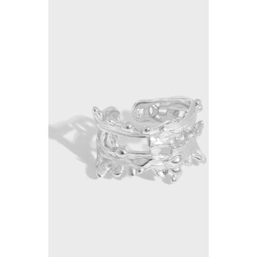 SHANICE New Punk S925 Sterling Silver Open Ring Irregular Wide Face Pig Adjustable Rings For Men Women Party Jewelry Girl Gift