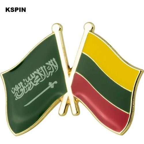Saudi Arabia & Lithuania Friendship Lapel Pins Flag Lapel Pins Country Flag Badge Flag Badge Brooch XY0486-8