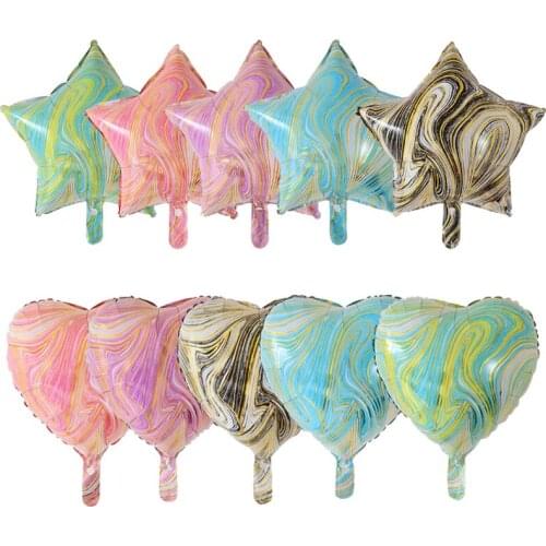 10pcs 18inch Gold wire texture Agate balloons Star Heart helium balloon Wedding decoration Birthday Party baby shower Air Globos