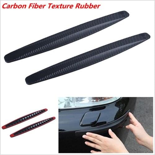 2x Black Carbon Fiber Texture Anti-rub Protector Car SUV Bumper Edge Guard Strip