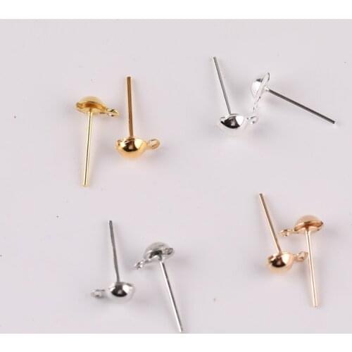 50pcs diy Handmade Jewelry Material Earrings Accessories Gold Ball with Hanging Ear Studs