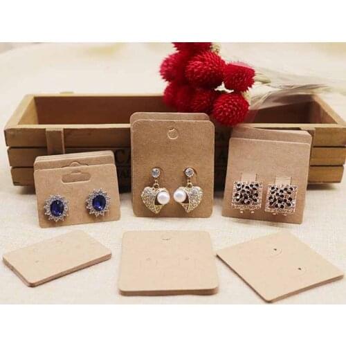 50pcs Kraft Earring Card dOt Earring Display Card Holder Blank Kraft Paper Tags for DIY Ear3 sizes