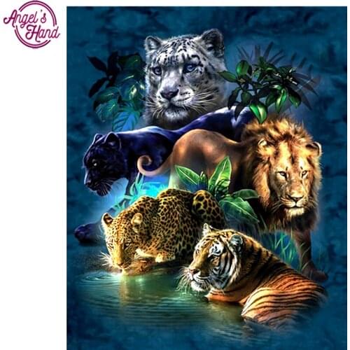 5d diy Diamond embroidery Big Cat Prowess diamond painting Cross Stitch full square drill Rhinestone mosaic decor ZS