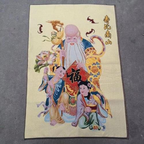 Antique live as long as the southern mountain Buddha statue silk embroidery thangka brocade painting gold silk cotton embroidery