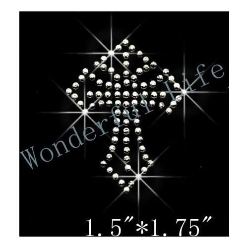 Free Shipping CLEAR CROSS RHINESTONE IRON ON TRANSFER HOT FIX